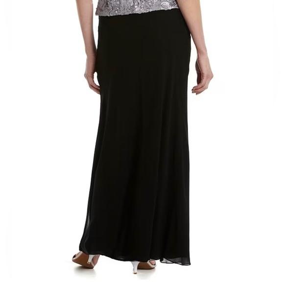 NWT Alex Evenings Classic Black Chiffon Maxi Skirt Lined Elastic Waist Versatile - Picture 3 of 10